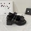 Zapatos de tacón alto negros estilo francés con plataforma y tacón grueso para mujeres bajitas, nuevos zapatos Mary Jane versátiles de punta redonda para otoño 2026