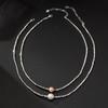 Lujo Ligero Para Mujer Plata Rota Varios Dos Cristal Perla Shijia Passepartout Cadena para Clavícula Diseño de Nicho Ins de Moda Nuevo Versátil
