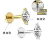 Liga de Titânio F136 Barra de Titânio Implante Médico-Grau Coração Stud Interno Dental Lábio Stud Brinco Stud Osso da Orelha Stud Joia de Zircônia com Cobre Inlaid