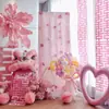 Decoración de Habitación de Boda Bata Rosa Tul Área de Fotos Pared de Fondo Señal Doble Felicidad Tablero Kt Corbata de Moño Atmósfera Novia