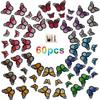 Calcomanías de tela bordadas a máquina, calcomanías de tela bordadas de mariposa de dibujos animados coloridas, accesorios para ropa, parches adhesivos en stock, bordado de parches al por mayor