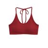 Chaleco halter con tirantes para chica guapa para mujer con copas preformadas incorporadas, hermosa espalda y estilo sexy de vacaciones envuelto en el pecho, top corto exterior