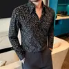 Primavera 2026 Nueva Camisa Floral Gruesa de Terciopelo para Hombre, Suave y Amigable con la Piel, Camisa Estampada de Pana de Alta Gama