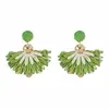 Pendientes de Esmalte Coloridos con Forma de Flor, Estilo Dulce y Fresco para Fiestas, con Diamantes y Perlas, Pendientes de Pétalos de Lujo Ligero y de Alta Gama para Mujer
