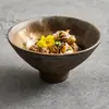 Tazón Alto Hecho en Fábrica, Transformado en Horno, Moldeado a Mano; Tazón Pequeño de Uso Personal; Tazón de Cerámica Estilo Rústico para Sopa, Tazón de Arroz; Apto para Microondas