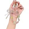 Lanyard para Teléfono de Fresa con Cuentas Lindo Dibujo Animado Colgante de Moño Accesorio para Funda de Teléfono Cadena de Mano