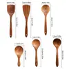 Espátula de Madera de Acacia Juego de Cocina Juego de Utensilios de Cocina Cuchara Ranurada Cuchara para Sopa Cuchara Coladora Cuchara para Arroz Juego de Cucharas para Fideos Transfronterizo