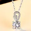 Xiaohongshu Kuaishou Douyin Celebridad de Internet Transmisión en Vivo Collar Chapado en Plata Piedra de Alto Carbono Diamante Cuadrado Gota de Agua Forma de Pera Colgante Femenino Venta al por Mayor