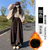 Calças Cinzas de Perna Larga para Mulheres, Novo Estilo Outono/Inverno 2026, Forradas com Lã, Calças Casuais com Caimento, Modelagem Solta, Calças Banana Emagrecedoras