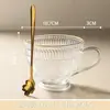Copo de Água Girassol com Alça, Copo de Água Embossado Estilo Celebridade da Internet Retrô, Xícara de Café, Copo de Vidro para Leite e Aveia