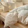 Conjunto de cuatro piezas de encaje fresco estilo francés de grado A para maternidad e infantil, algodón puro lavado, conjunto de tres piezas para estudiante con ribete de encaje 4