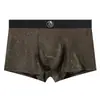 Venta al por mayor de Ropa Interior para Hombre Huajielong de Color Sólido Texturizado de Seda de Hielo, Boxer Ajustado de Cintura Media Transpirable para Hombre, Disponible para Dropshipping