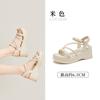 Zapatos de Mujer Sandalias de Tiras 2024 Verano Nueva Moda Casual Lindo Tacón Plano Alto Punta Redonda