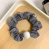 Diadema de tela a cuadros vintage, cuerda para el pelo de alta elasticidad engrosada, cuerda para coleta con cabeza de bola, banda de goma versátil, accesorios para el pelo