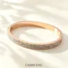 Pulsera de Acero de Titanio Abierta Elegante Simple Incrustada con Diamantes Europea y Americana para Mujer Color Oro Rosa Antidesvanecimiento Moda Cyber Celebridad Lujosa Ligera Moderna