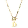 Europa y Estados Unidos cadena de clip de hebilla Ot transfronteriza collar con colgante de 26 letras inglesas cadena de clavícula femenina de acero inoxidable oro de 18K