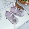 Otoño 2026 Fuegos Artificiales Franceses Diamantes de Imitación Zapatos de Princesa para Niñas Suela Suave Perla Boca Baja Zapatos de Una Sola Pieza Brillante Cristal Borla Zapatos de Piel