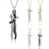 Colar Design Criativo de Casal Fofo Abraçando Lele Jewelry Nicho Pessoas Pequenas Fofas Abraçando Acessório de Pescoço Dourado em Aço Titânio