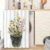 Cortina Fresca Simples com Planta em Vaso para Cobertura de Pia, Cortina Meia para Cobertura de Máquina de Lavar, Cortina Divisória de Planta Sem Furos