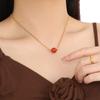 Collar de Ágata Roja y Jade Sansheng III de Moda Simple y Nicho, Recién Llegado, para Mujer, Lujo Ligero, Versátil, Cadena Clavicular de Acero Titanio