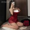 Lencería sexy Ziqu, pijama sexy con tirantes de malla transparente, tentación, soporte de acero, camisón push up, venta al por mayor 6310