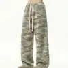 Calça Camuflada Retro Americana de Barra Curva para Homens e Mulheres Tendência de Outono Marca Scoundrel Estilo de Rua Cool Modelagem Solta Casual de Perna Reta