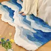 Alfombra de Ola Oceánica Manta Nórdica para el Pie de la Cama Manta de Felpa para la Mesita de Noche Mesa de Café Antideslizante Alien Azul Sala de Estar Dormitorio Esterilla Alfombra de Piso