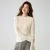Suéter Hueco 35% Cachemira Otoño/Invierno 2026 Nuevo para Mujer Cuello Redondo Capa Base Estilo Suave Holgado Adelgazante Cálido