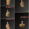 Peine de Masaje Meridianos Tallado de Sándalo Verde, Artesanía de Madera para Mujeres, Peine de Bolsillo Portátil Estilo Antiguo, Colgante de Paisaje, Accesorio para Bolso