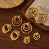 Aretes de Aro Transfronterizos, Aretes de Tuerca Irregulares, Aretes de Acero Inoxidable, Aretes de Acero de Titanio, Aretes de Aro Multicapa, Aretes para Mujer