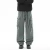 An Yang 2026 Verão Nova Marca da Moda Calça Cargo Lavada com Múltiplos Bolsos Retro Americano Solta Versátil Casual Calça Longa