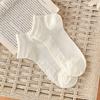 Meias Finas de Primavera e Verão para Mulheres, Meias de Algodão de Cano Médio com Renda Vazada, Meias Fofas de Algodão Puro Absorventes de Suor com Renda de Boca de Bolha para Mulheres