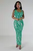Td2768 Verano Europeo y Americano Transfronterizo Amazon Ropa de Mujer Patrón de Cebra Elegante Falda Larga Vestido de Dos Usos sin Espalda