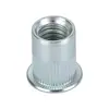 Tuerca Remachable de Acero al Carbono con Cabeza Plana, con Recubrimiento de Zinc Azul y Blanco, M3 M5 M10 M12 Rosca Interna Agujero Pasante Tuerca Remachable con Nervaduras Verticales