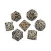 Dados Poliedros de Pedra Manhada Natural Dados Gravados com Números Dnd Dungeons and Dragons Conjunto de Sete Peças Z01