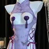 Nuevo Estilo Elegante y Puro Deseo-Inspirado Estilo Antiguo Lencería Morada, Sexy Revelador Estilo Chino Cheongsam Uniforme, Ropa de Dormir Seductora