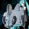 Nova Série Hatsune Miku Impressa em 3D Jaqueta Cardigan com Zíper Moletom com Capuz cosplay Periféricos de Animação