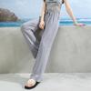 Pantalones de pierna ancha con protección solar de seda helada para mujer 2026 Verano Cintura alta Caída fresca Pantalones finos Adelgazantes de pierna recta Casuales