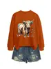 Amazon eBay Estación Independiente Moda Casual Versátil Sudadera con Capucha de Manga Larga con Retazos de Flor de Vaca y Hierba para Mujer Comercio Exterior Transfronterizo