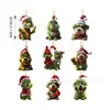 Nuevo producto transfronterizo: colgante navideño de perro y coche verde, decoración colgante para árbol de Navidad, decoración navideña para el hogar.