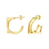 Aretes Triangulares Geométricos de Corte Calado Estéreo Doble Capa Personalizados Joyería para Orejas de Cobre Chapado en Oro de 18 Quilates de Alta Gama Venta al por Mayor