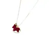 Collar de Pony Terciopelo Rojo para Mujer, Cadena Versátil de Suéter de Gama Alta para Otoño e Invierno, Popular Accesorio de Cadena para Clavícula con Cordón