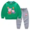 Conjunto de Dos Piezas para Niños Estilo Coreano con Globos, Suéter y Pantalones, Traje de Algodón con Mangas Largas de Cerdito, Primavera y Otoño 2023
