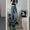 Jeans Vintage de Pierna Ancha para Mujer, Estilo Delgado de Otoño 2025 Nuevos Pantalones Rectos Estrechos de Cintura Alta Adelgazantes de Largo Completo para Figuras Pequeñas