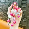 Cadena para Teléfono Llavero Oso con Forma de Corazón de Color Gelatina con Pedrería Transfronterizo Colgante para Bolso Lindo y Delicado Muñeca Máquina Regalo Pequeño