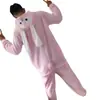 Ropa de Casa y Pijamas de Franela para Hombres y Mujeres de Otoño e Invierno, Pájaros, Animales Lindos de Dibujos Animados, Garfield, Conejo Rosa