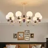 Candelabro Usado para Sala de Estar Wind Pantalla de Lámpara de Vidrio Estilo Rama Lujo Ligero Comedor Dormitorio Color Nogal Grande Gama Alta Luz Principal