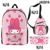 3D Nuevo Periférico Impreso Sanrio Merlot Bolso Mochila Bolso Cruzado Bolsa para Lápices Set Impreso de Tres Piezas