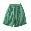 Pantalones Cortos de Pierna Ancha con Diseño de Hongos de Algodón y Lino para Mujer Verano 2024 Nuevo Estilo Literario Retro Sueltos Casuales de Longitud Media