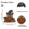 Suporte de decoração de arte em madeira com tema de Halloween transfronteiriço com designs de aranha, lua e casa mal-assombrada em estilo rústico para decoração de bandeja de mesa